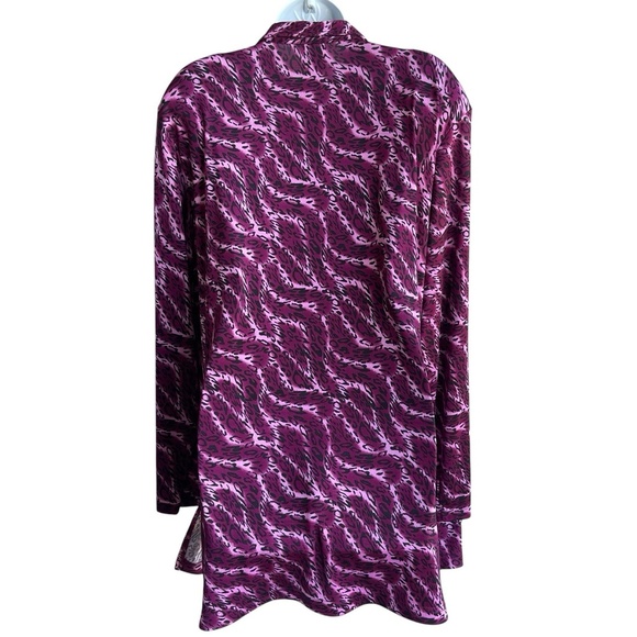 JUST MY SIZE Purple Animal Print Tunic Top Plus 2X Slinky Knit Versatile Shirt - Picture 2 of 4